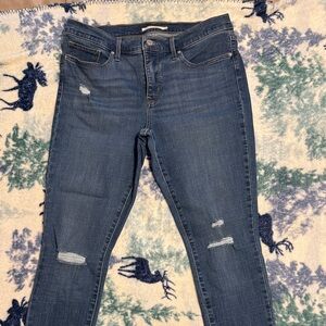 Levi's Women's Blue Distressed Skinny Jeans